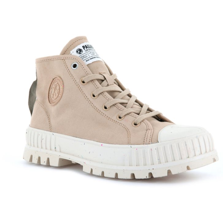 Bottes Palladium Pallashock Mid Organic Femme Beige | FR GRZ382E